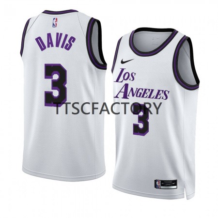 Maglia NBA Los Angeles Lakers Anthony Davis 3 Nike 2022-23 City Edition Bianco Swingman - Uomo
